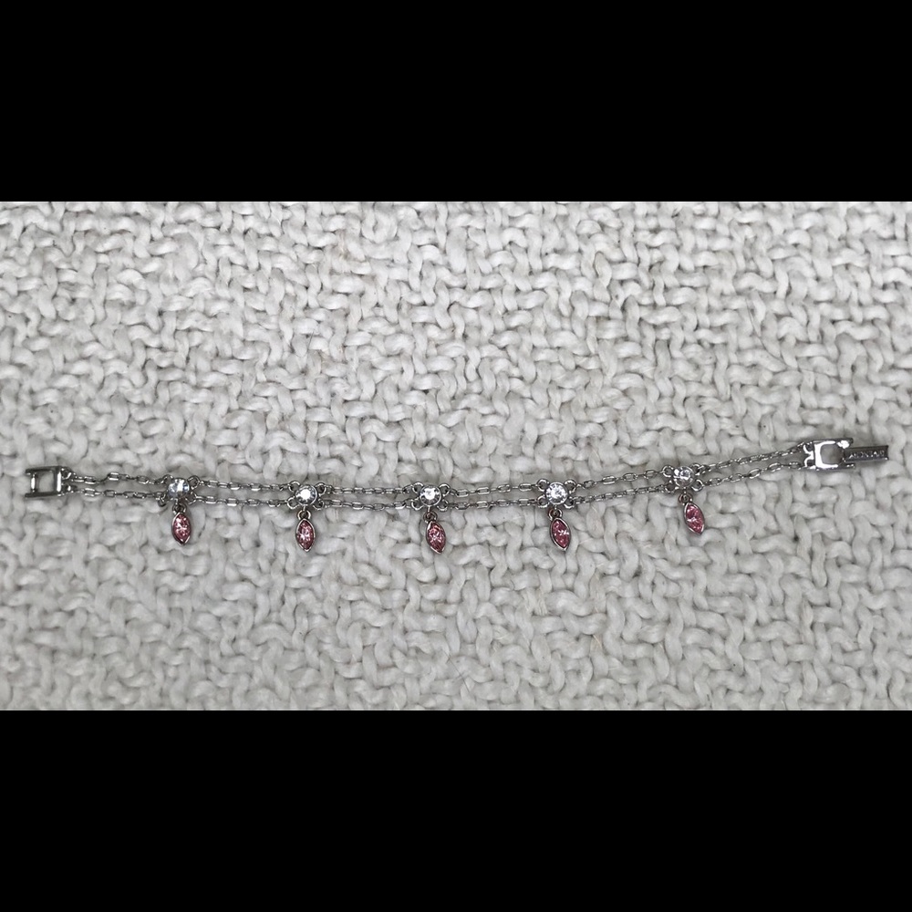 GIVENCHY Silver Tone Bracelet,Pink,Clear Crystals - Picture 4 of 5